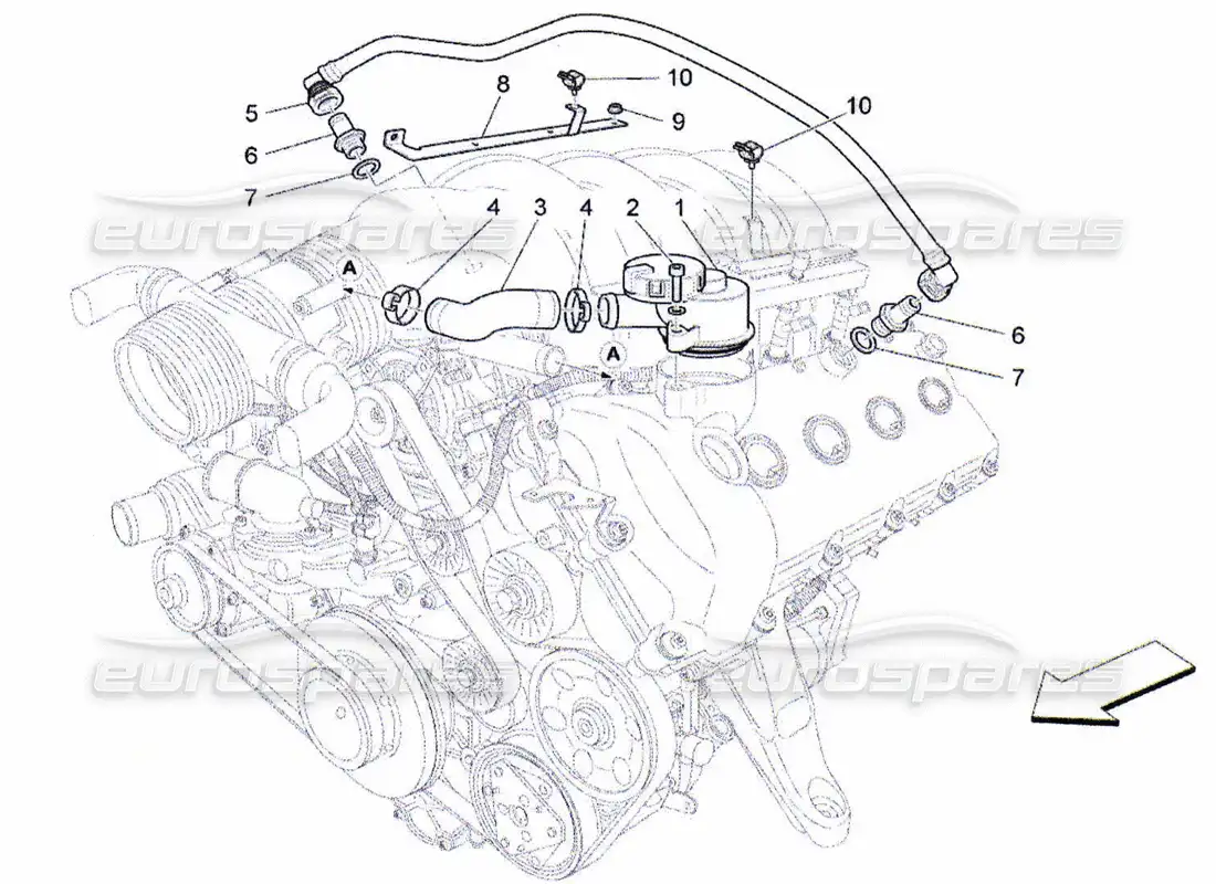 maserati qtp. (2010) 4.2 oil vapour recirculation system parts diagram