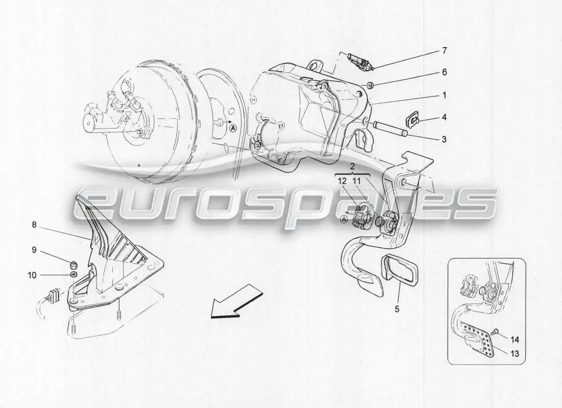 maserati grancabrio mc centenario complete pedal group parts diagram
