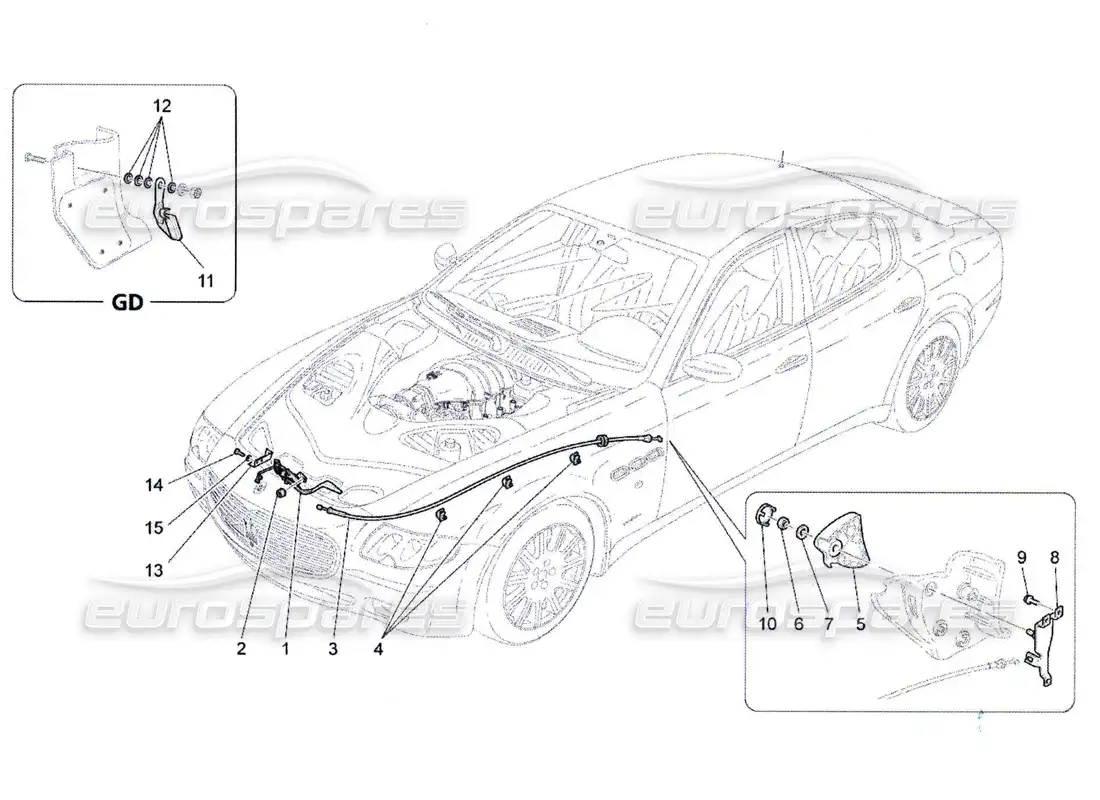 maserati qtp. (2010) 4.7 front lid opening button parts diagram