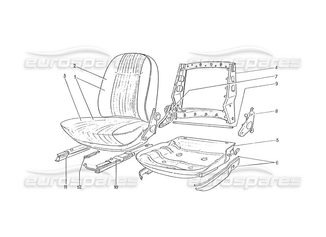 ferrari 330 gtc (coachwork) seats part diagram