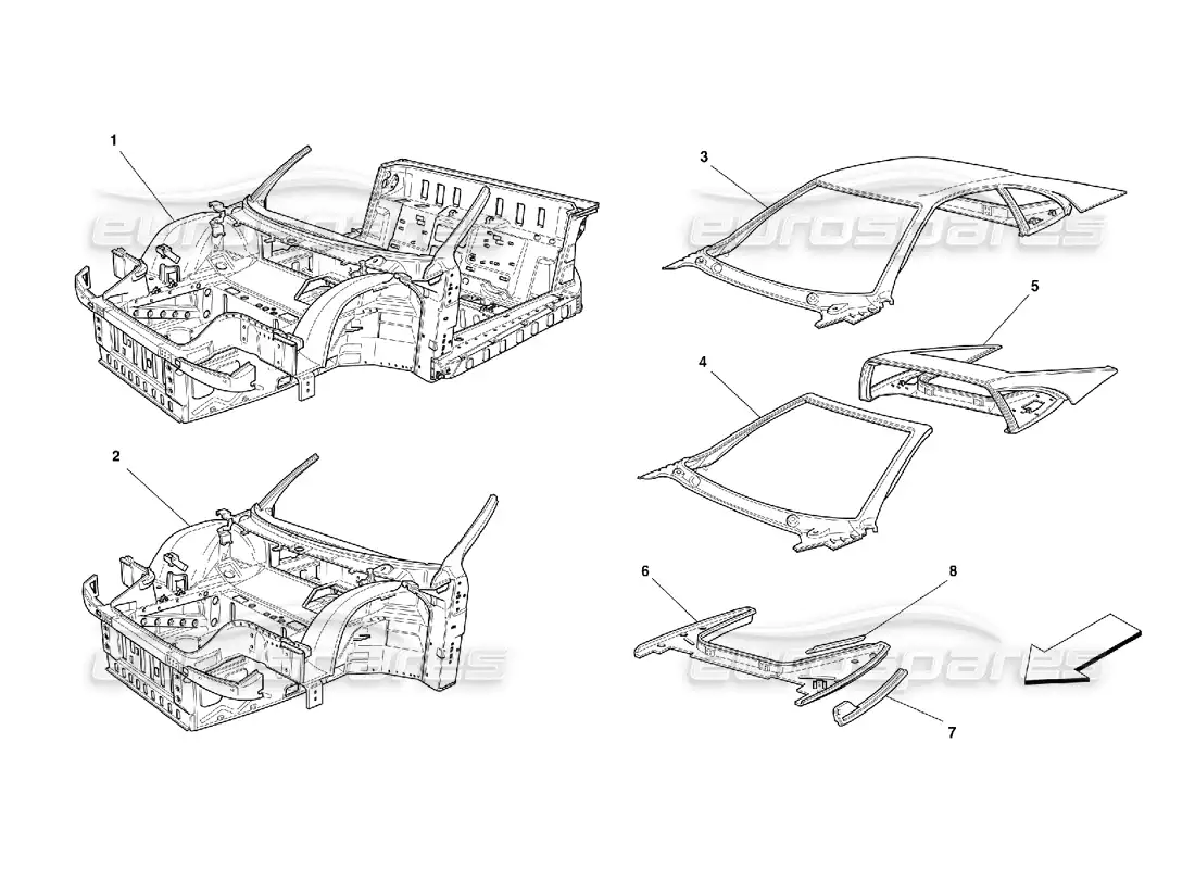 ferrari 355 (5.2 motronic) body - units parts diagram