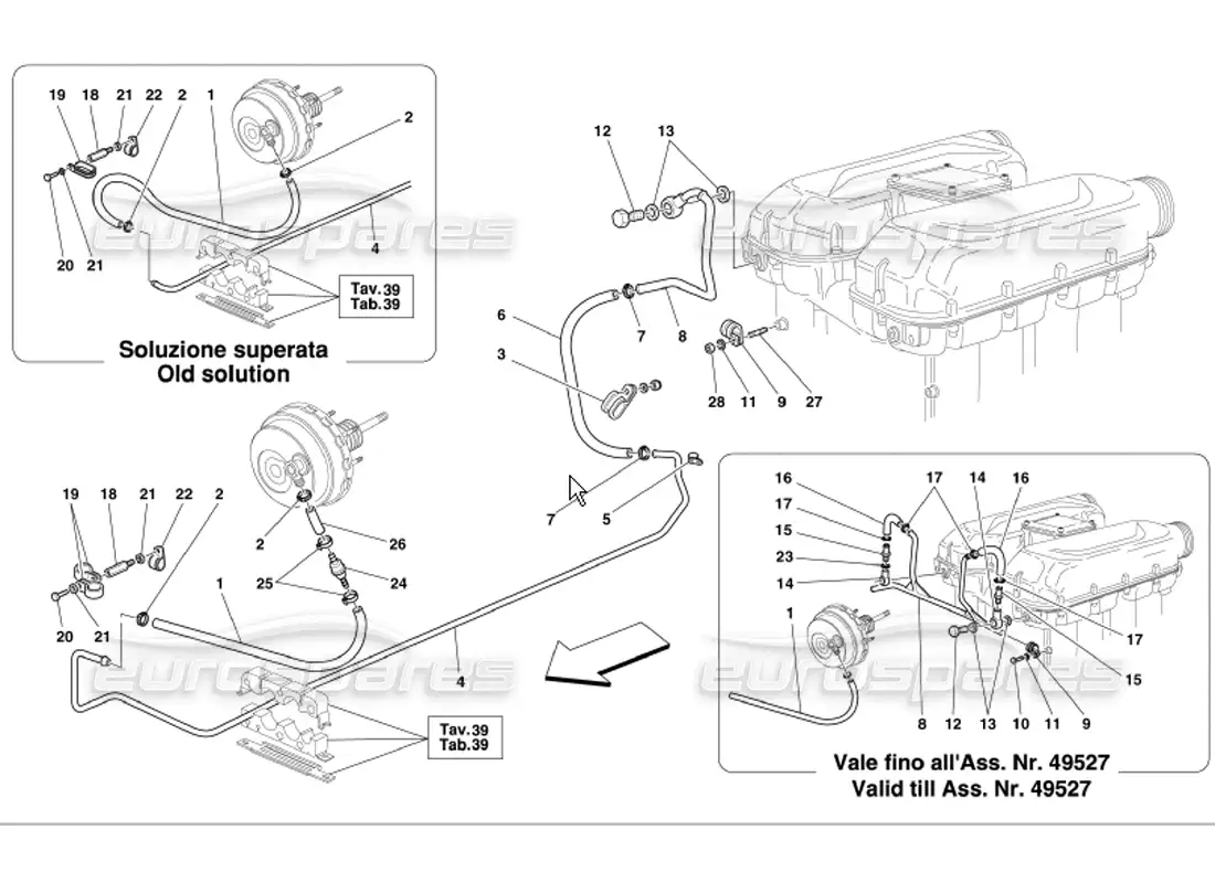 ferrari 360 modena brake booster system parts diagram