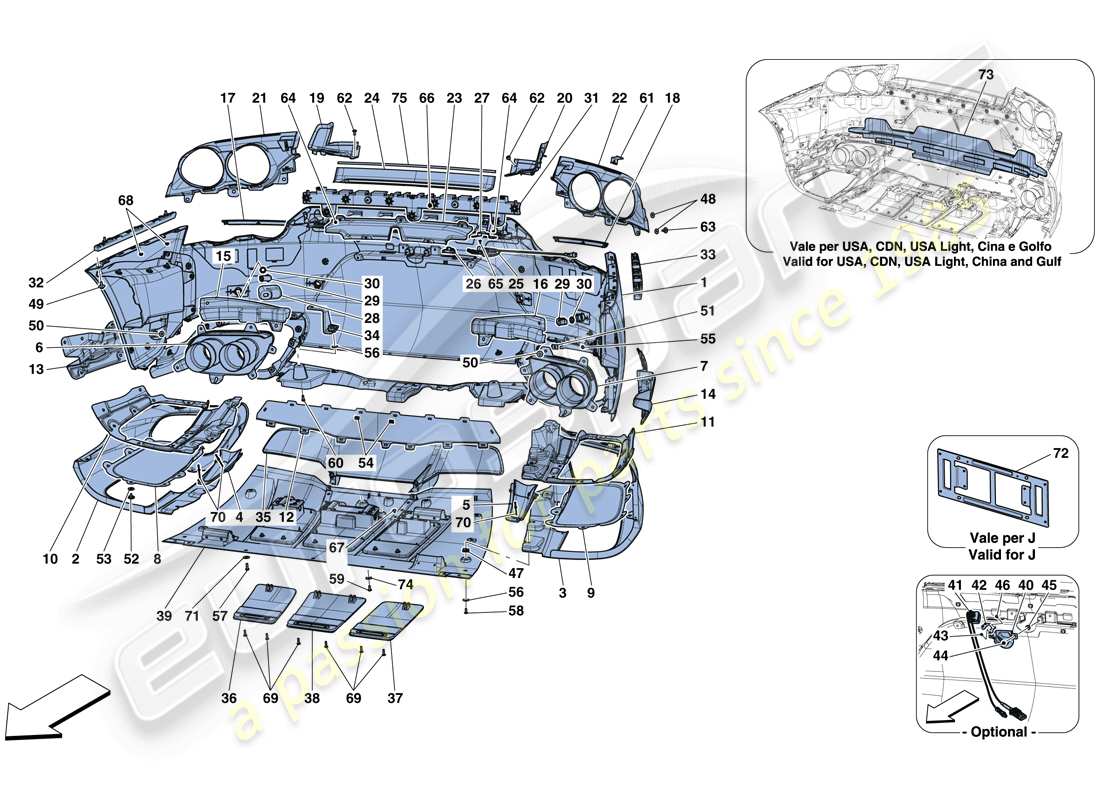 ferrari 812 superfast (usa) rear bumper part diagram