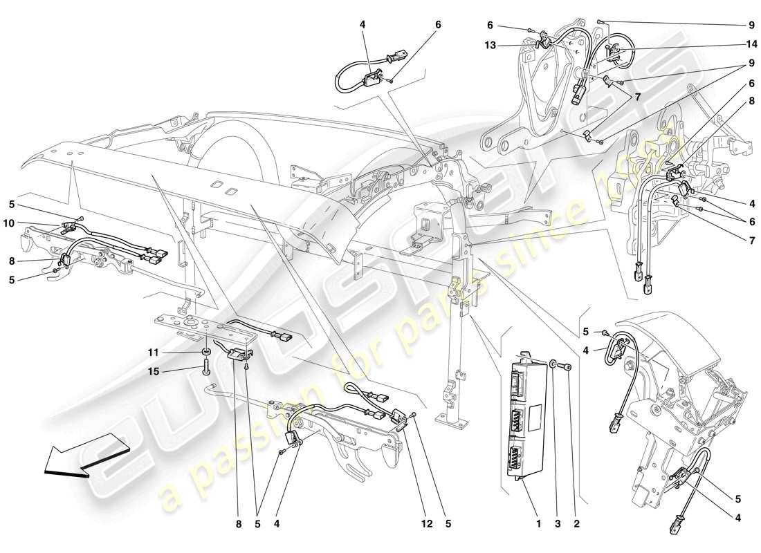ferrari f430 spider (europe) roof microswitches and ecu parts diagram