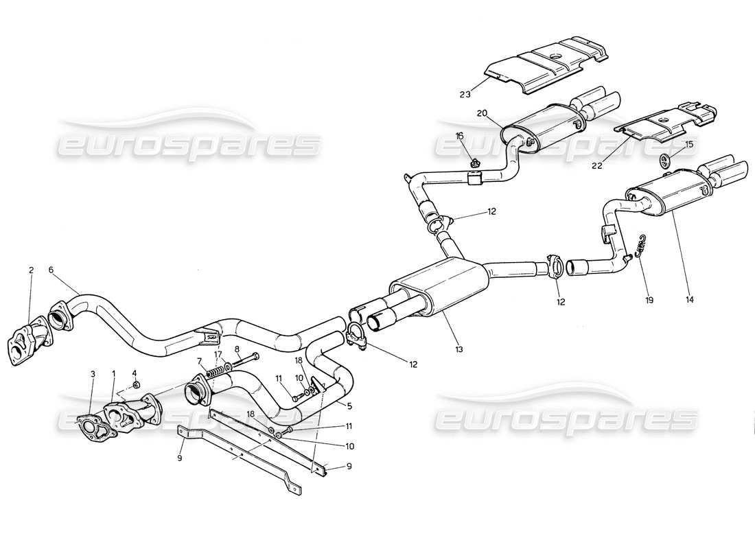 maserati biturbo spider exhaust system without catalys part diagram