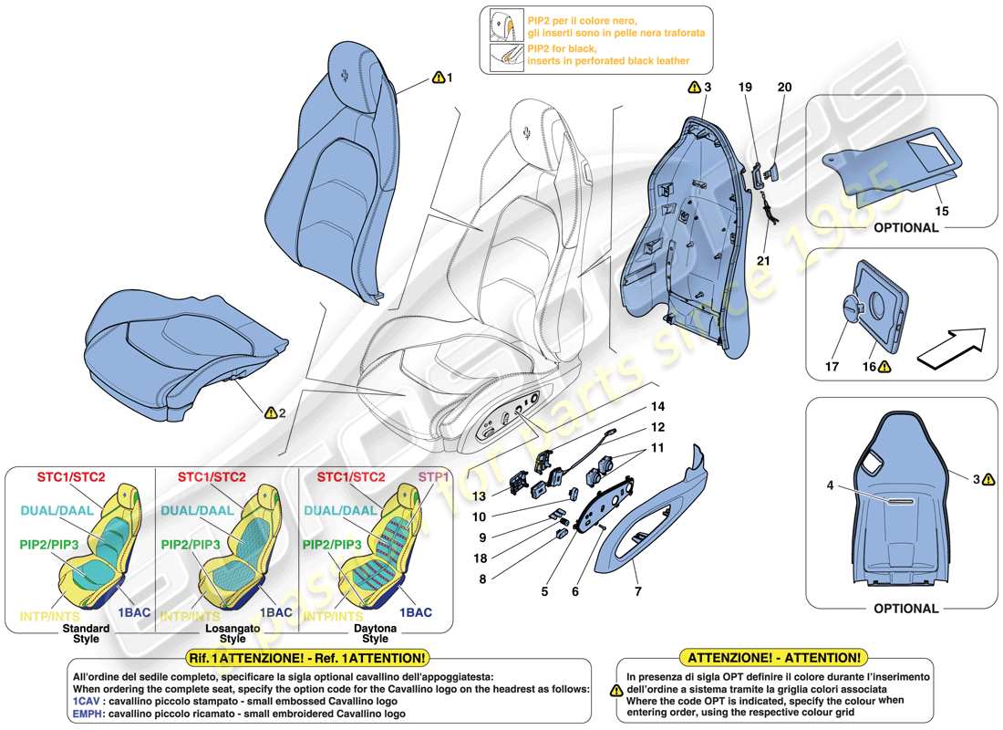 ferrari gtc4 lusso t (usa) front seat - trim and accessories part diagram