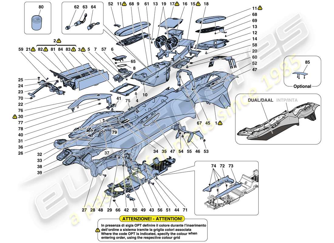 ferrari gtc4 lusso t (europe) tunnel - substructure and accessories part diagram