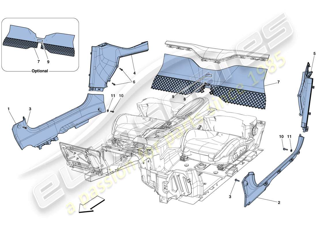 ferrari f12 berlinetta (usa) interior trim part diagram