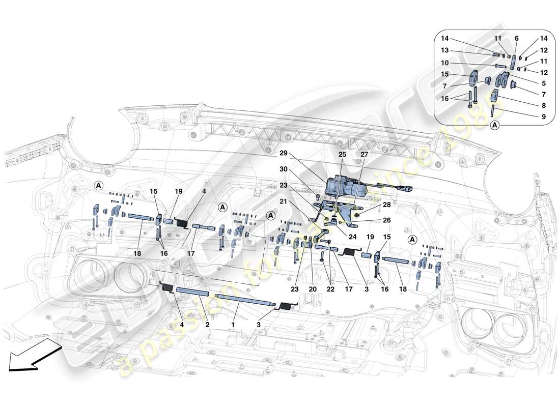ferrari f12 tdf (europe) rear active aero parts diagram