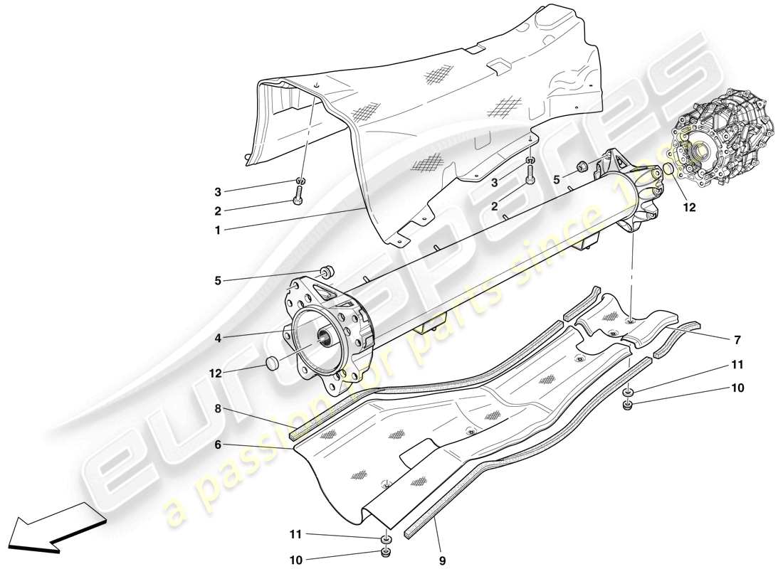 ferrari 599 sa aperta (europe) engine/gearbox connector pipe and insulation part diagram