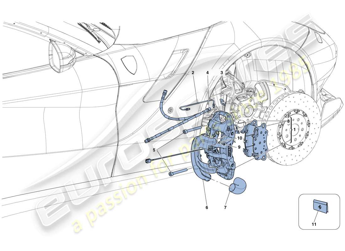 ferrari f12 tdf (usa) front brake callipers part diagram