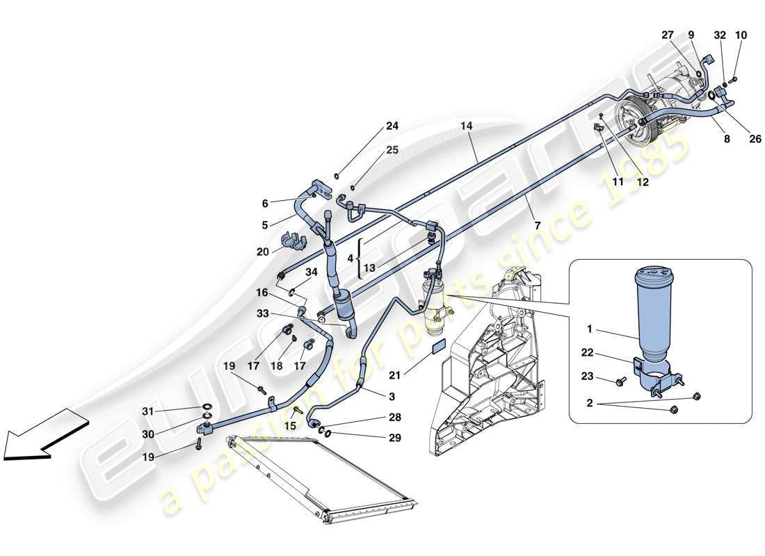 ferrari 458 spider (europe) ac system - freon part diagram