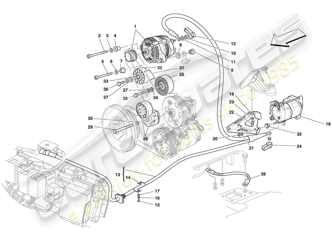 ferrari f430 scuderia spider 16m (europe) alternator - starter motor part diagram