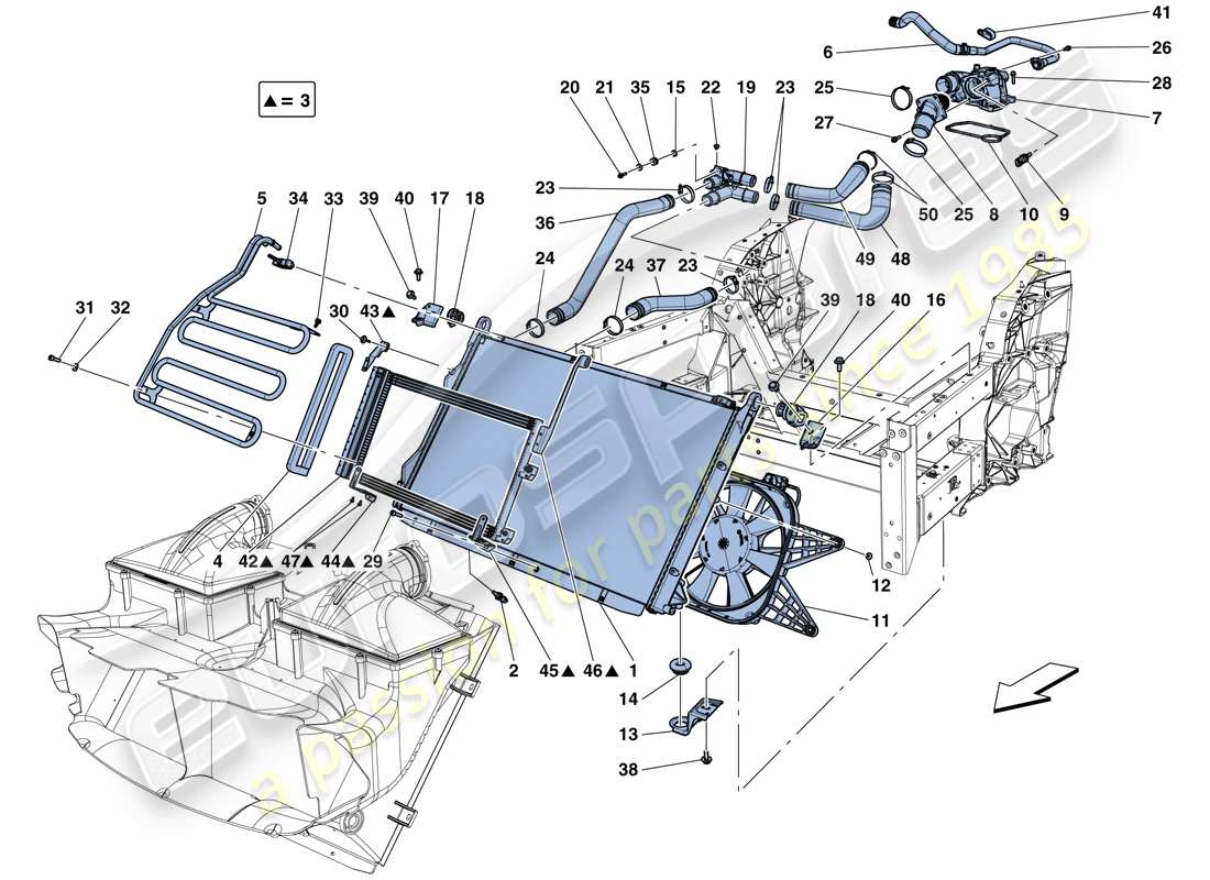 ferrari california t (rhd) cooling: radiators and air ducts parts diagram