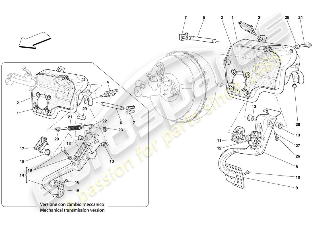 ferrari 612 scaglietti (rhd) pedal board part diagram