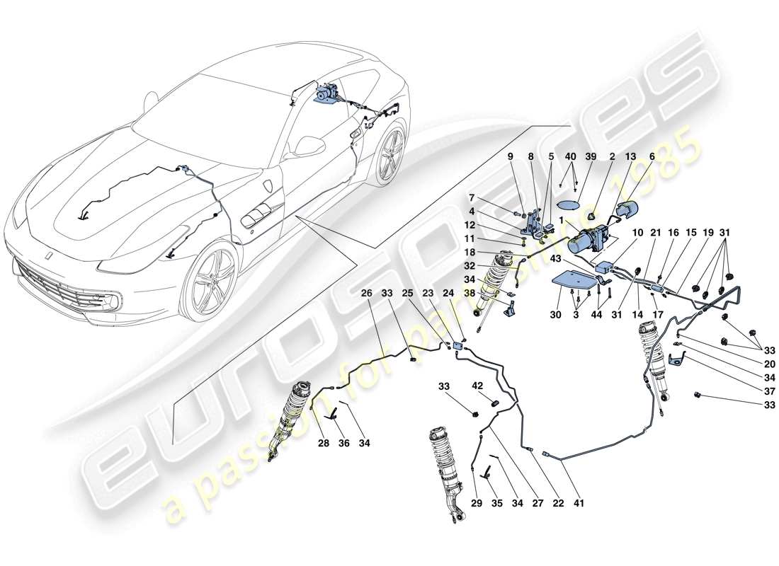 ferrari gtc4 lusso t (rhd) vehicle lift system parts diagram