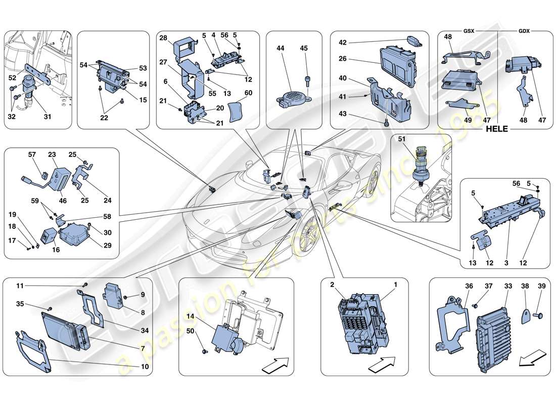 ferrari 458 italia (rhd) vehicle ecus part diagram