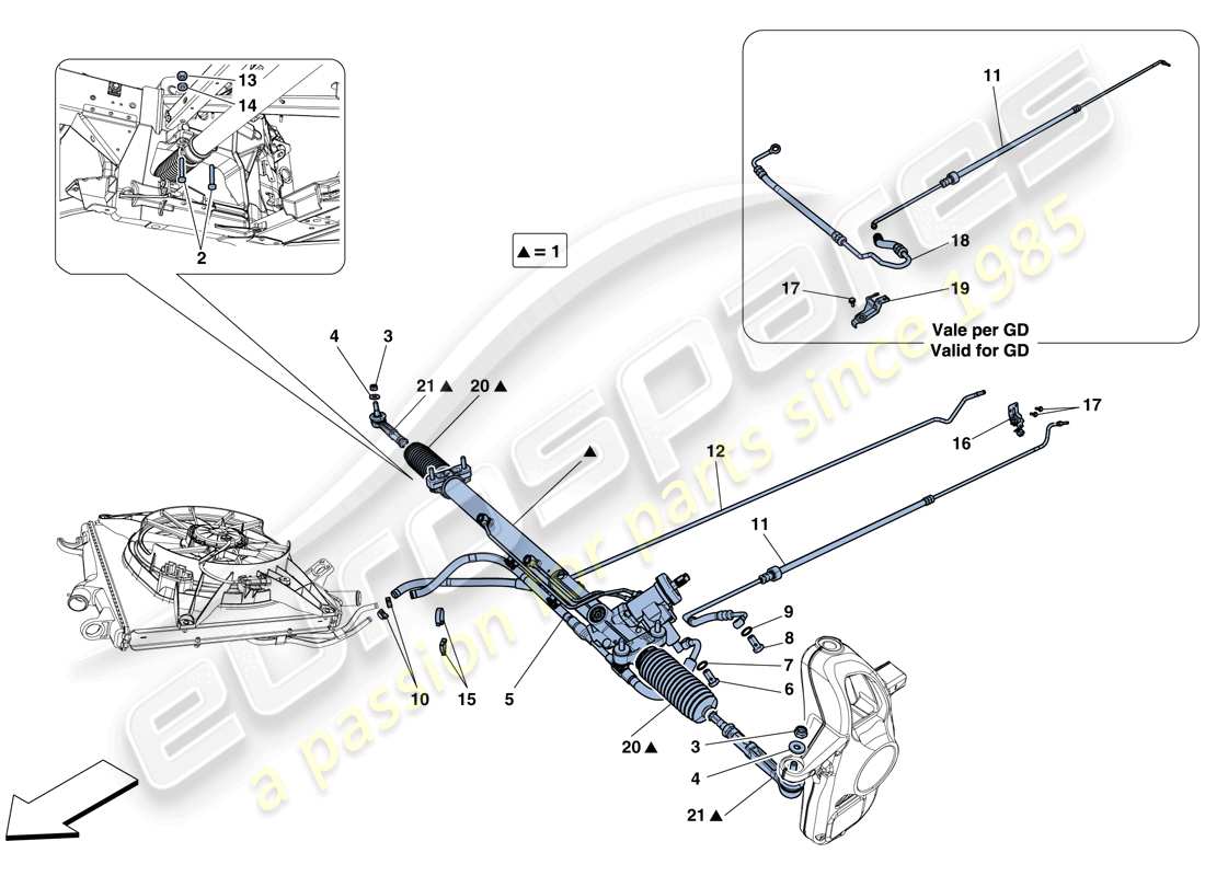 ferrari 458 speciale aperta (usa) hydraulic power steering box part diagram