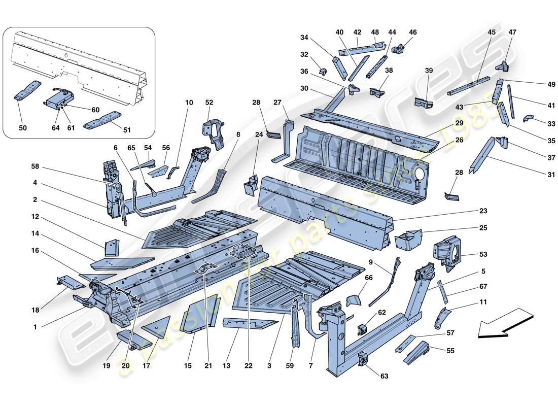 ferrari 458 speciale aperta (usa) central elements and panels part diagram