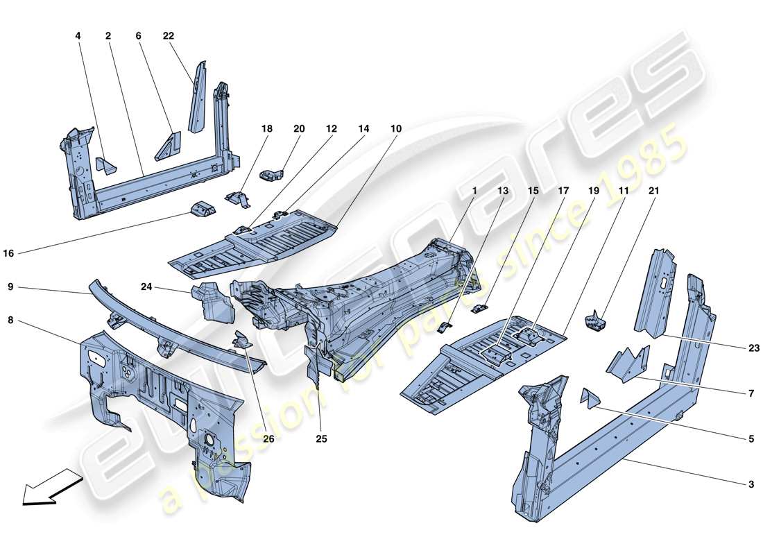 ferrari gtc4 lusso t (usa) structures and elements, centre of vehicle part diagram