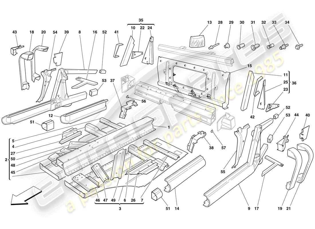 ferrari f430 spider (europe) central elements and panels part diagram