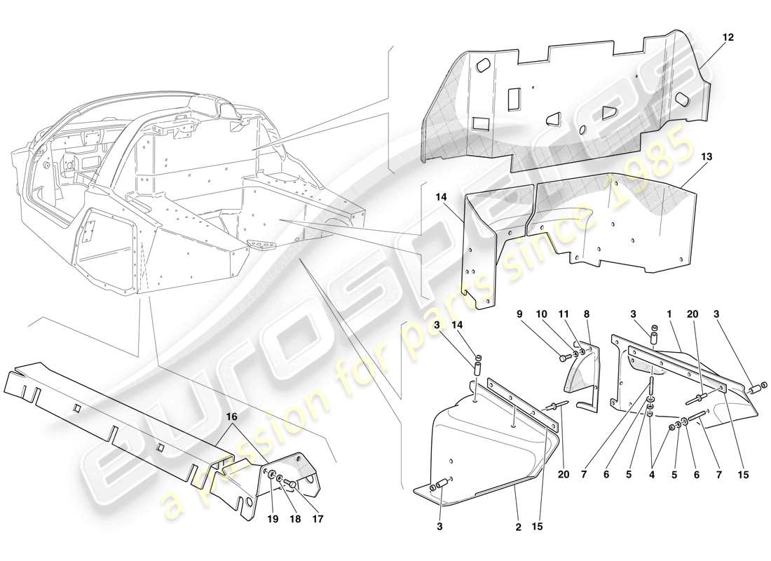 maserati mc12 heat shields and insulations parts diagram
