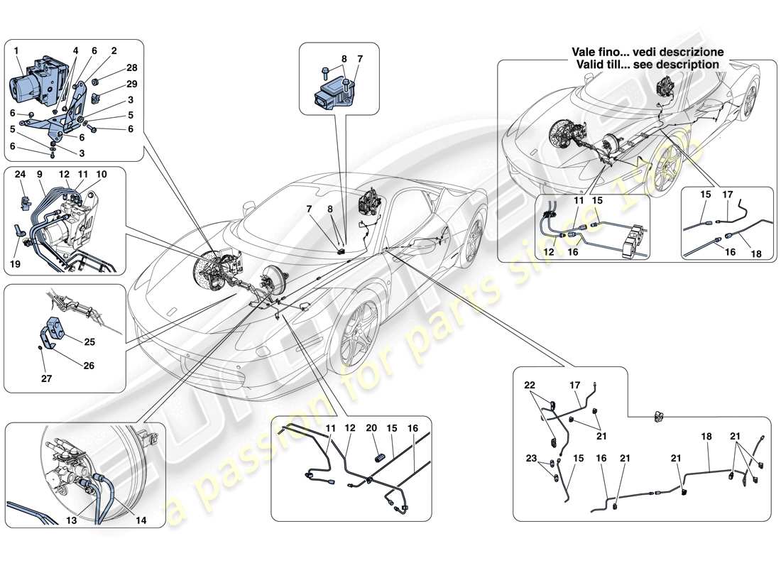 ferrari 458 italia (europe) brake system parts diagram