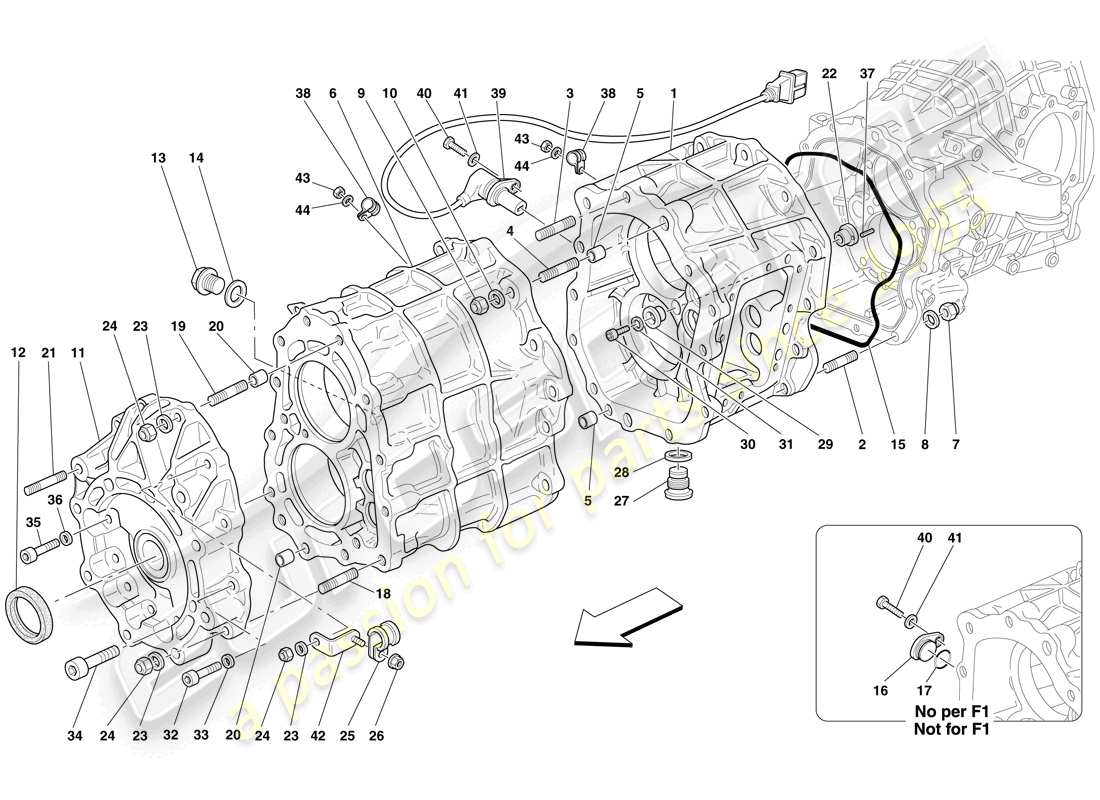 ferrari 599 gtb fiorano (rhd) gearbox housing part diagram