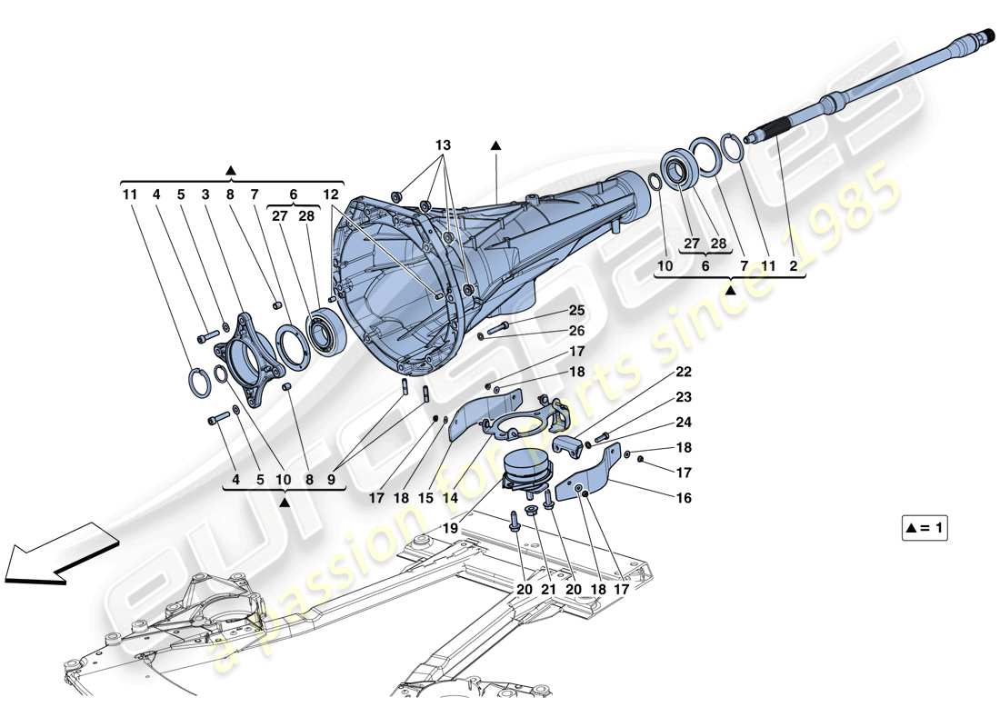 ferrari california t (rhd) transmission housing parts diagram