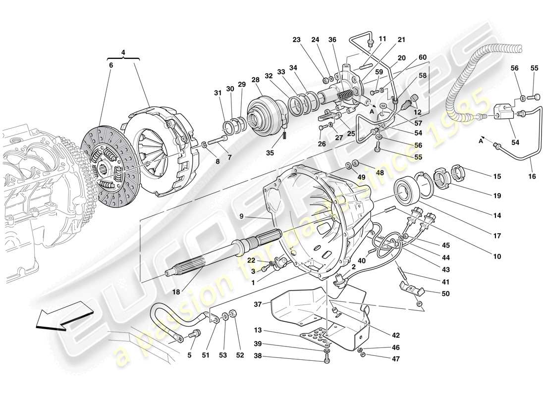 ferrari 612 scaglietti (rhd) clutch and controls parts diagram