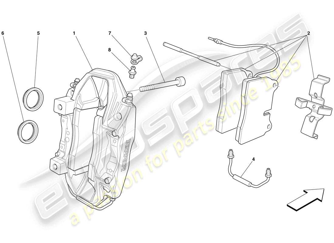 ferrari 599 gtb fiorano (rhd) rear brake calliper part diagram