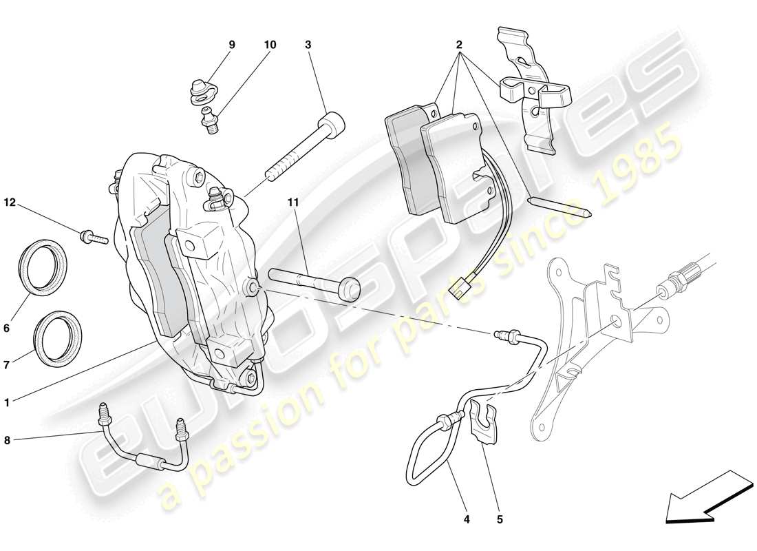 ferrari 612 sessanta (usa) front brake calliper parts diagram