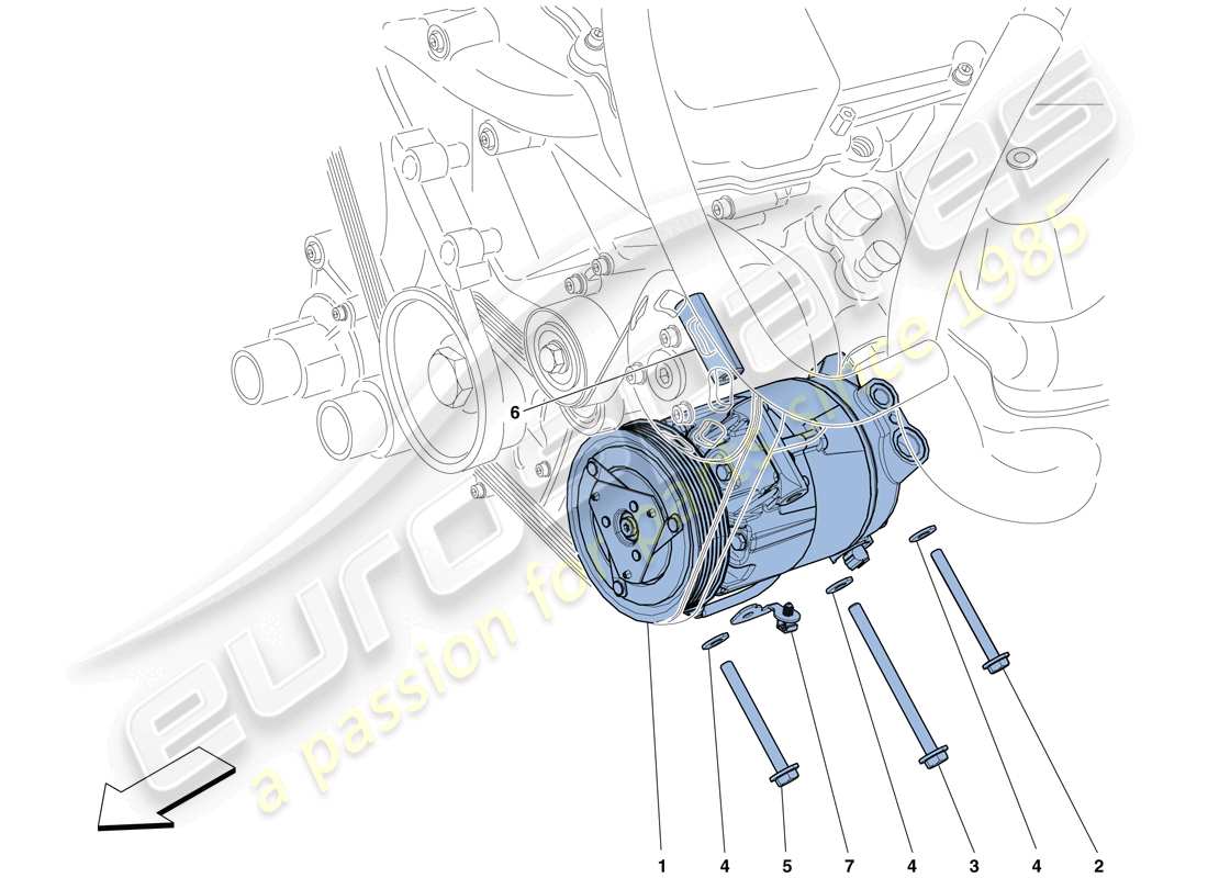 ferrari f12 tdf (rhd) ac system compressor parts diagram