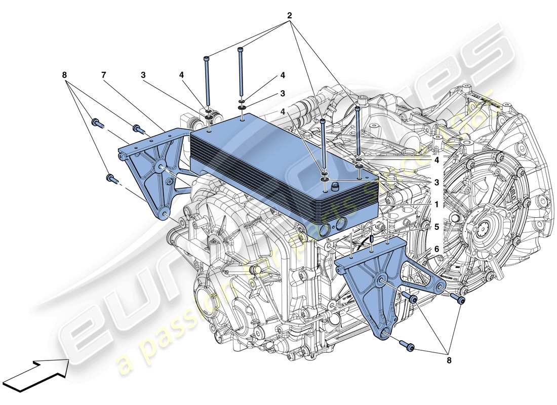 ferrari 488 gtb (europe) gearbox oil cooling radiators parts diagram