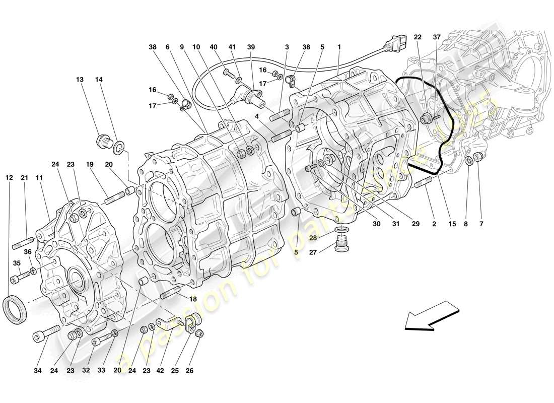 ferrari 599 sa aperta (europe) gearbox housing parts diagram