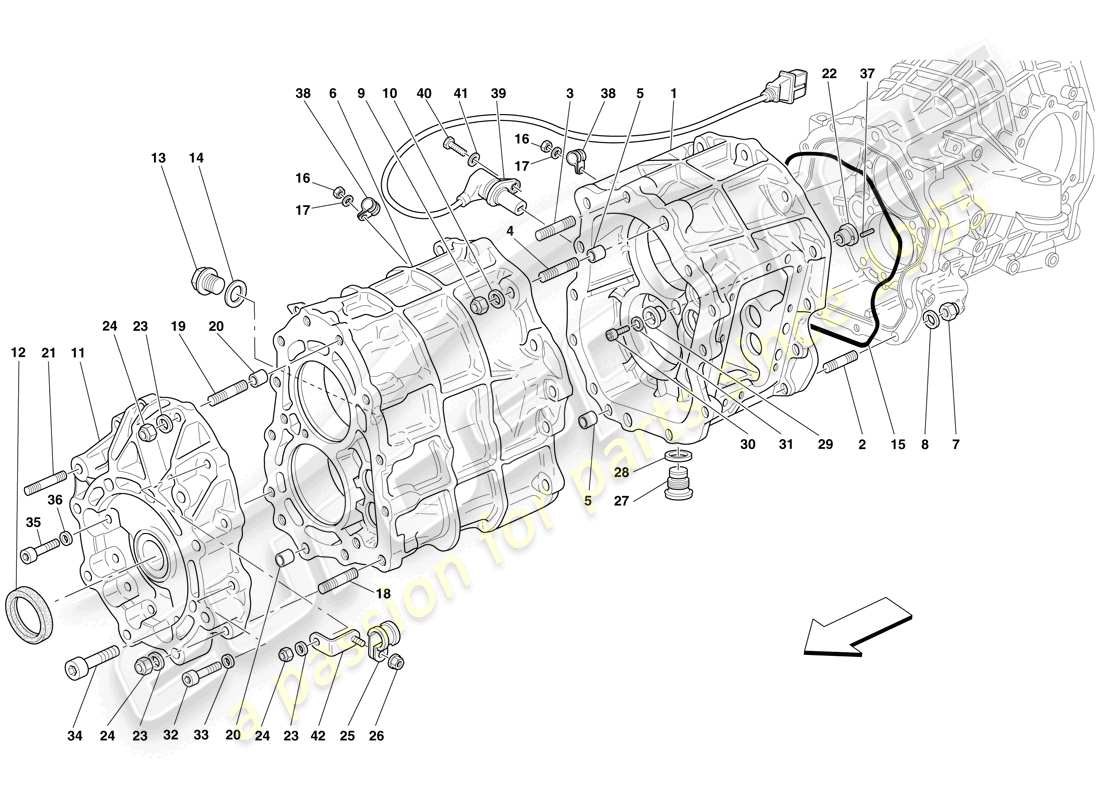 ferrari 599 sa aperta (europe) gearbox housing part diagram