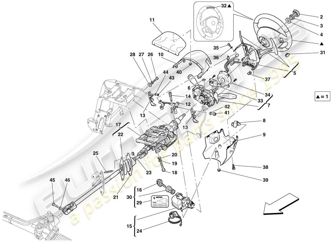 ferrari 599 sa aperta (europe) steering control part diagram