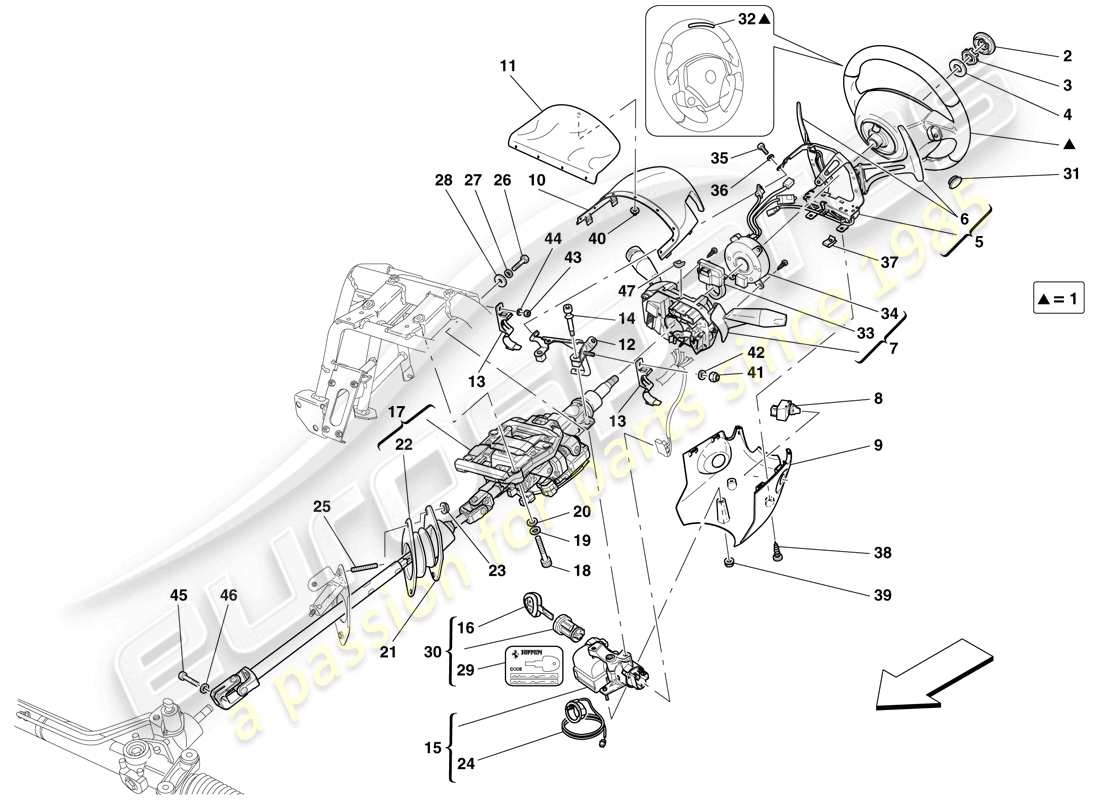 ferrari 599 gto (usa) steering control parts diagram