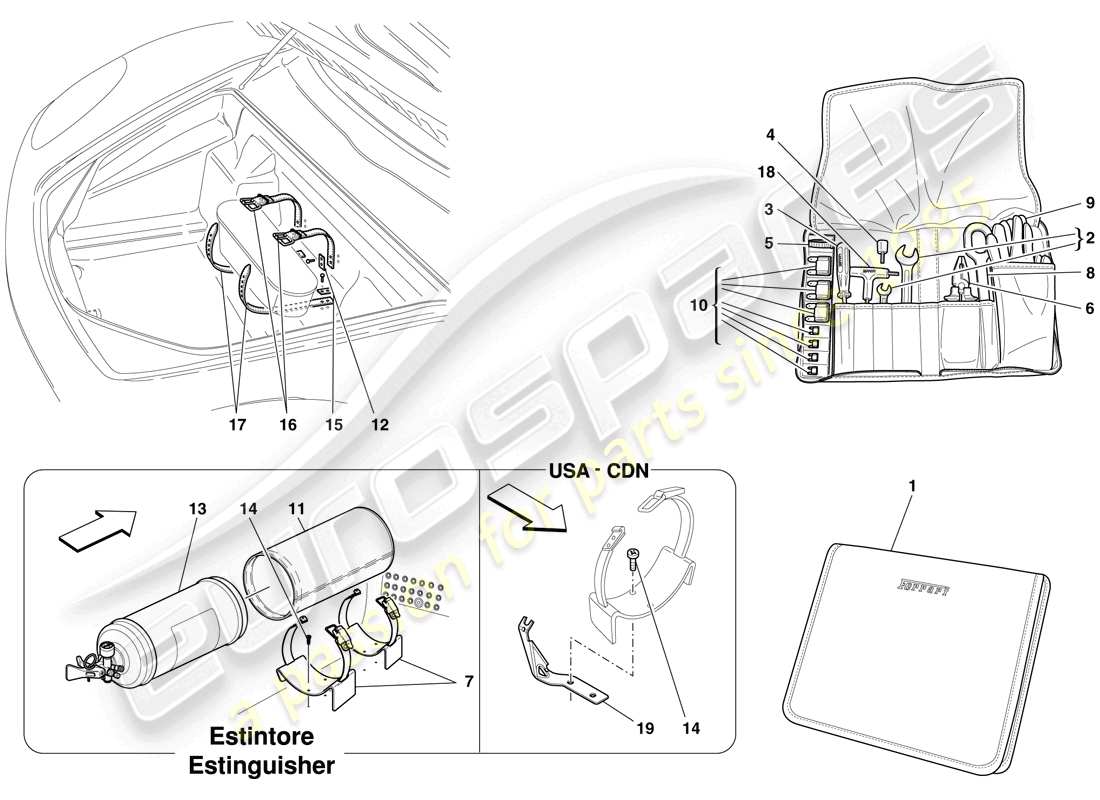 ferrari f430 scuderia spider 16m (europe) tools and accessories provided with vehicle part diagram