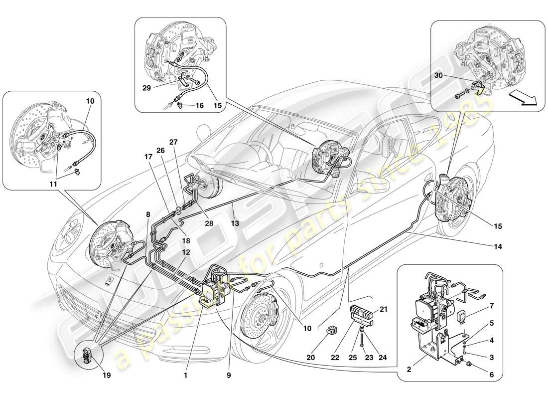 ferrari 612 scaglietti (europe) brake system part diagram