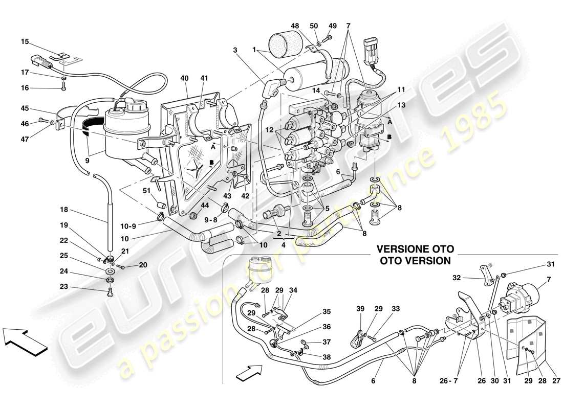 ferrari 612 scaglietti (rhd) power unit and tank part diagram