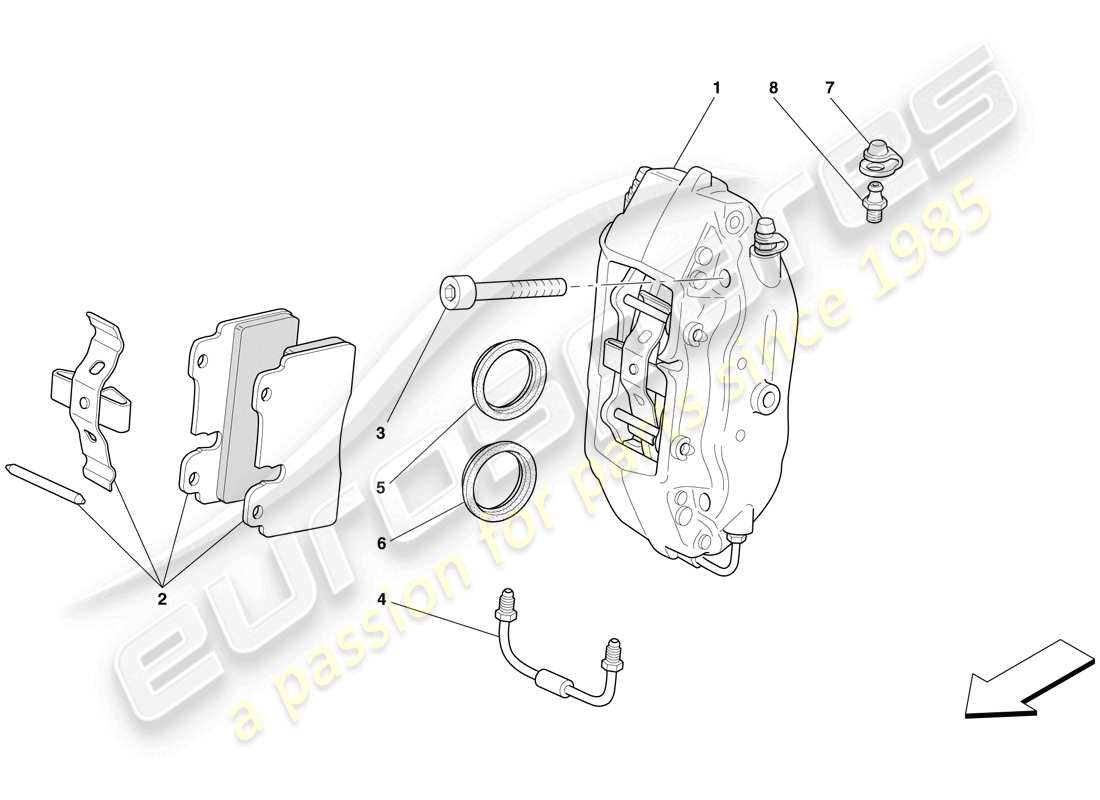 ferrari 612 scaglietti (europe) rear brake calliper part diagram