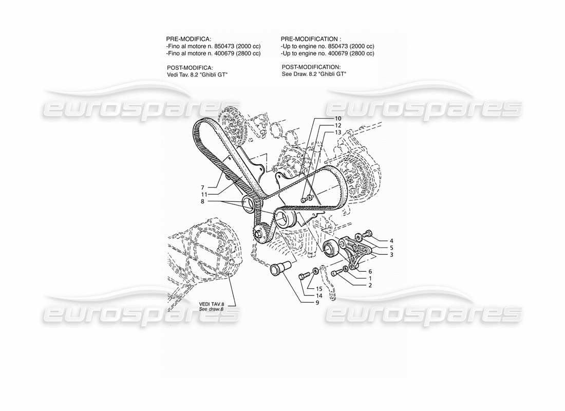 maserati ghibli 2.8 (abs) timing control parts diagram