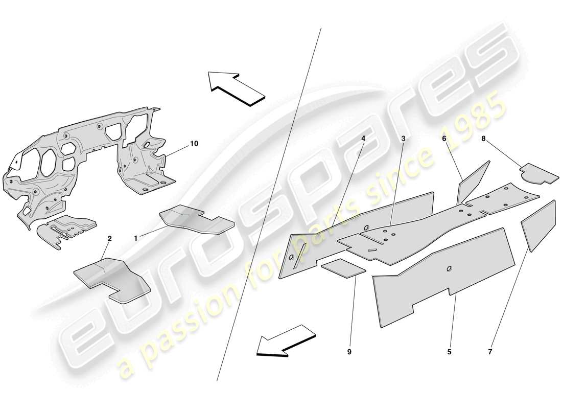 ferrari 599 sa aperta (rhd) passenger compartment insulation part diagram