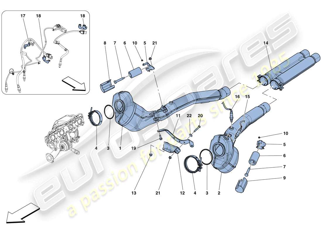 ferrari gtc4 lusso t (europe) pre-catalytic converters and catalytic converters part diagram