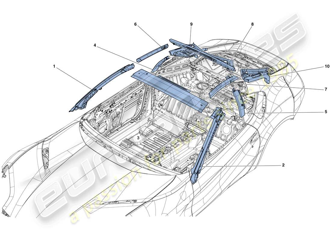 ferrari 812 superfast (rhd) greenhouse parts diagram