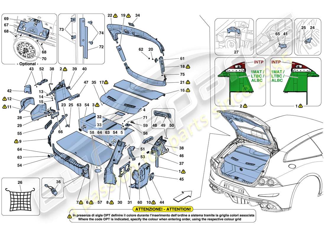 ferrari gtc4 lusso t (europe) luggage compartment mats part diagram