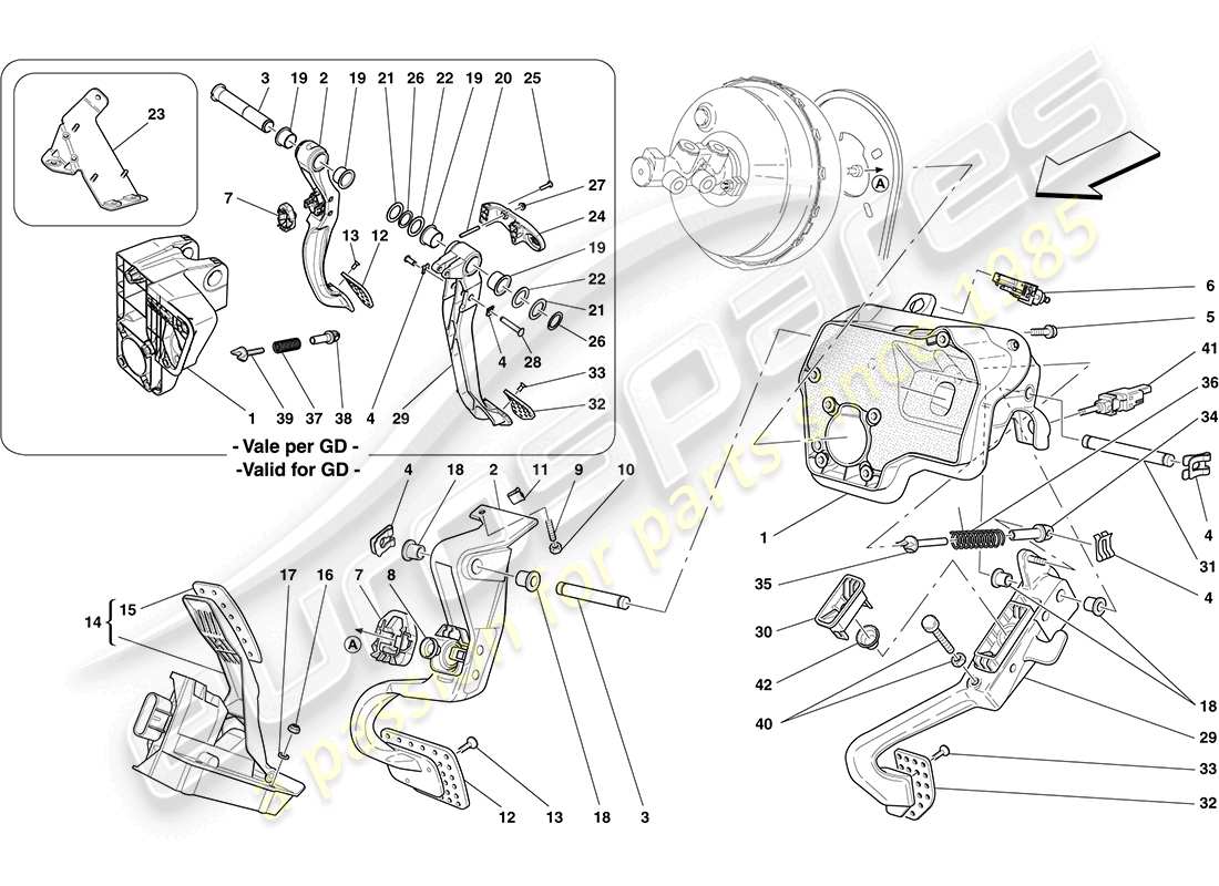 ferrari california (rhd) complete pedal board assembly part diagram