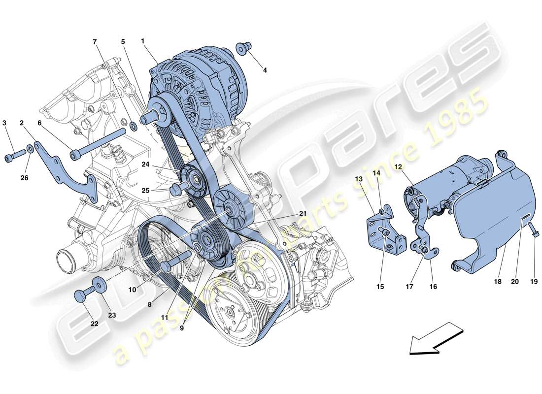 ferrari 458 spider (usa) alternator - starter motor parts diagram