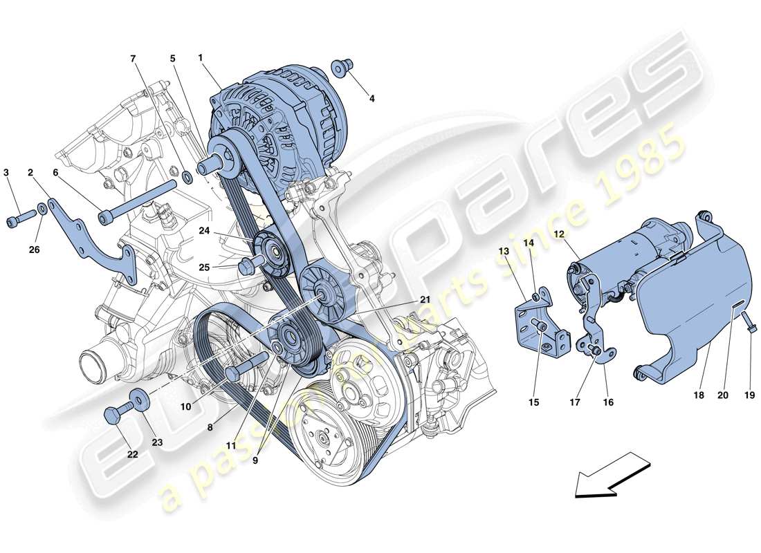 ferrari 458 spider (usa) alternator - starter motor part diagram